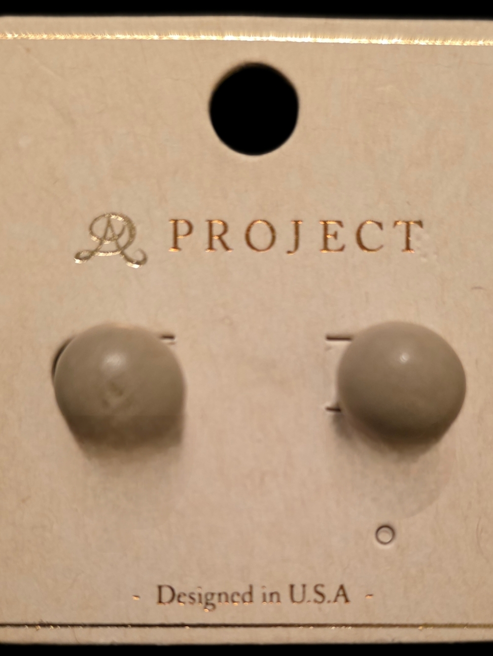 Round Taupe Stud Earrings